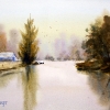 By the river, watercolour painting