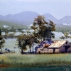 Watercolour landscape painting of Australian farm scene at Quirindi